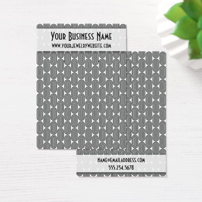Retro Oval Patterns BW Earring Holder Display Card (Desk)