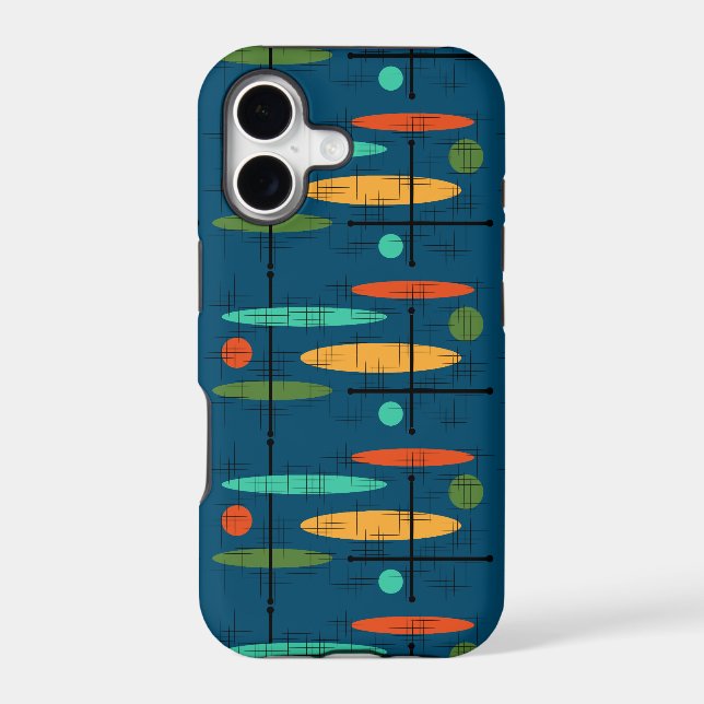 Retro Ovals Dots & Lines iPhone Case (Back)