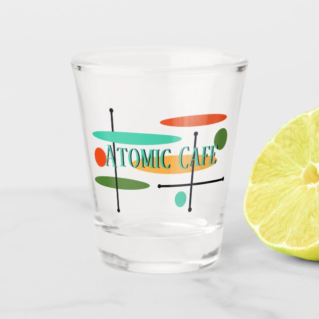 Retro Ovals & Lines Shot Glass (Front)
