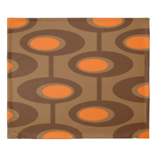 Retro Ovals - Mid Century Modern - Orange Brown Duvet Cover