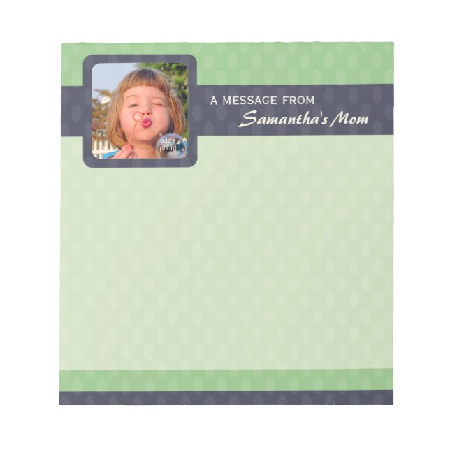 Retro Ovals Photo Small Mom Notepad - Moss (Front)