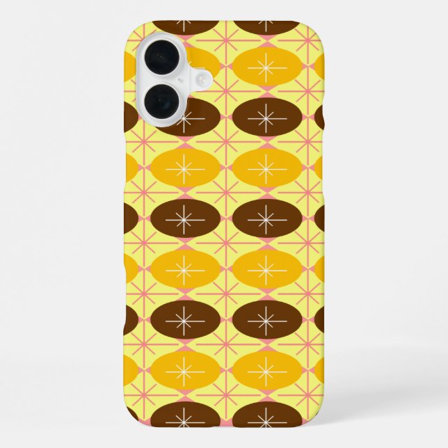Retro Ovals & Starburst Pattern Iphone Case (Back)