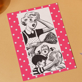 Retro Overwhelmed Mom Card by HumorUs at Zazzle