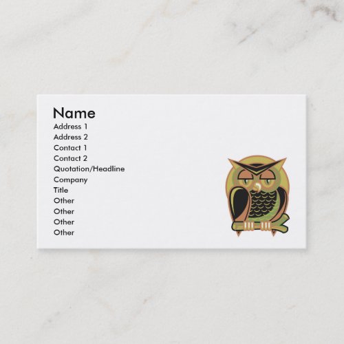 retro owl design business card template