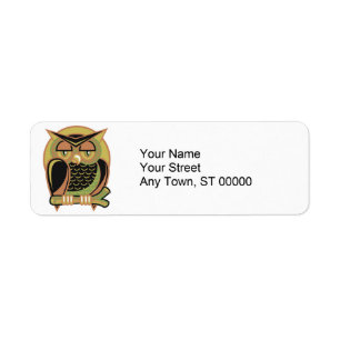 retro owl design label