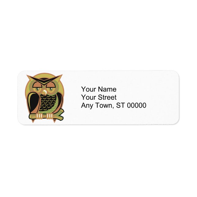 retro owl design label (Front)