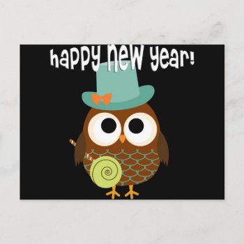 Retro Owl For New Years Eve Holiday Postcard by Hoot_Hoot at Zazzle