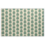 Retro Owl - Green and Teal on Tan Background Fabric