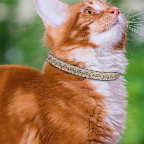 Retro Owl Knitted Design Tan Orange Brown Pet Collar
