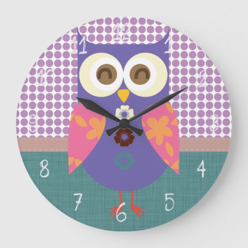 Retro Owl Large Clock