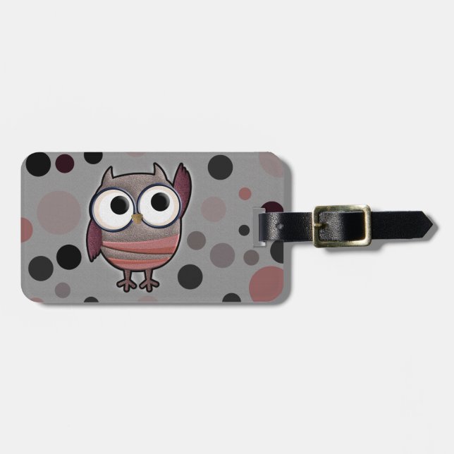 Retro Owl Luggage Tag (Front Horizontal)