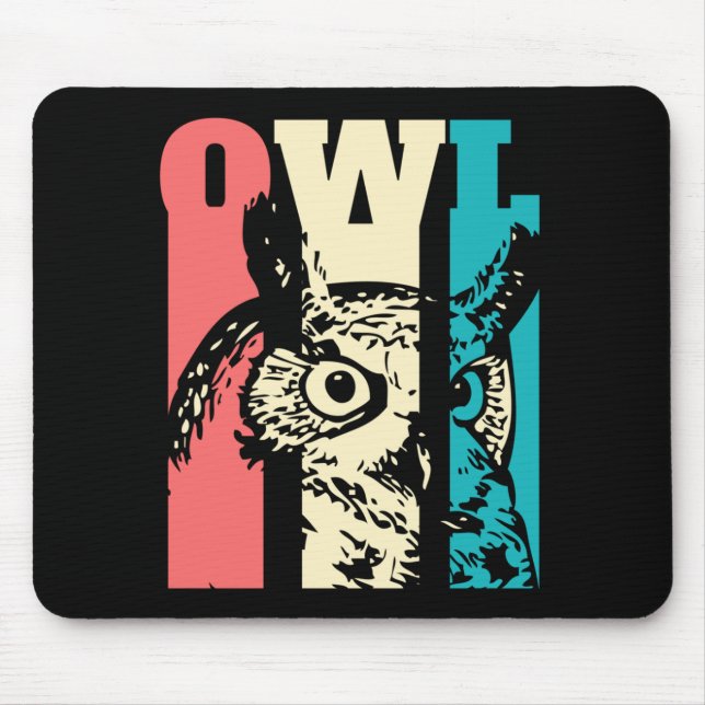 Retro Owl Mouse Pad (Front)