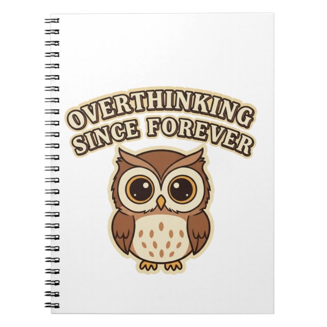 Retro Owl Overthinking Lined Notebook (Front)