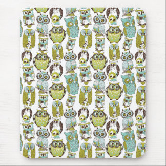 Retro Owl pattern cute funny background Mouse Pad