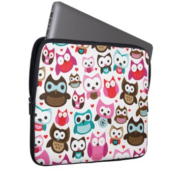 Retro Owl Pattern Laptop Sleeve by designalicious at Zazzle