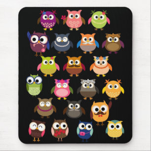 Retro Owl Pattern Mouse Pad