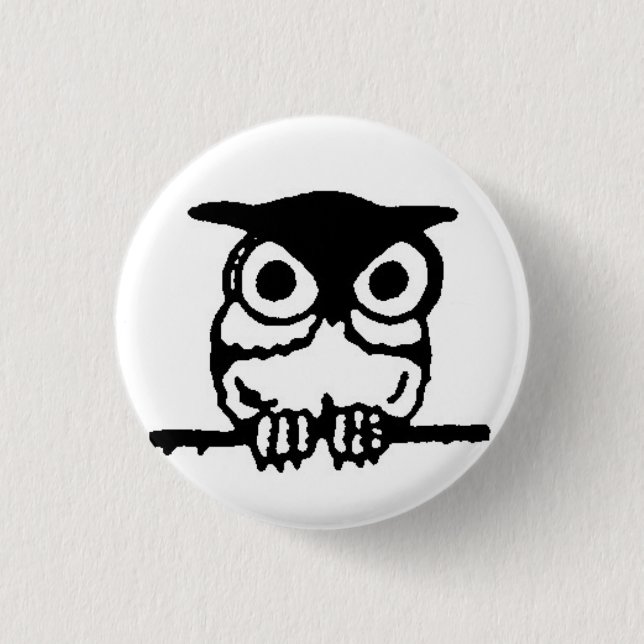 retro owl pinback button (Front)