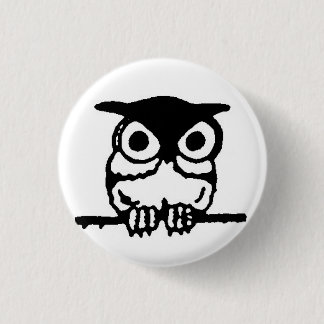 retro owl pinback button