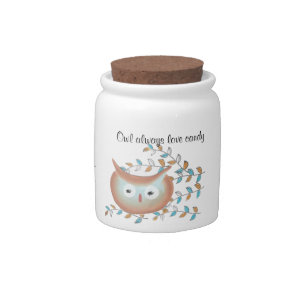Retro Owl Porcelain Candy Jar