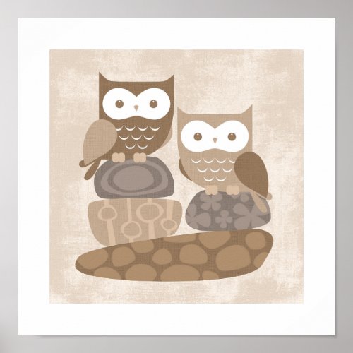 Retro Owl Poster Print