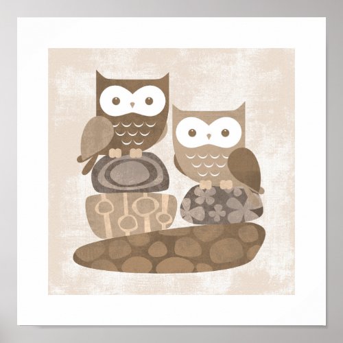 Retro Owl Poster Print