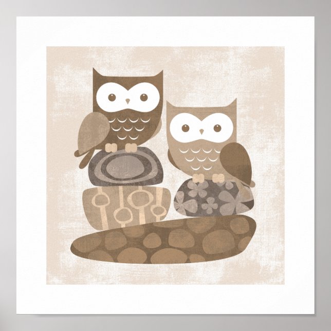 Retro Owl Poster Print (Front)