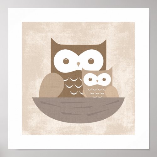 Retro Owl Poster Print