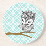 Retro Owl Sandstone Coaster at Zazzle