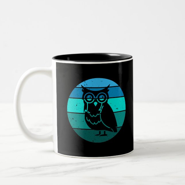 Retro Owl Two-Tone Coffee Mug (Left)