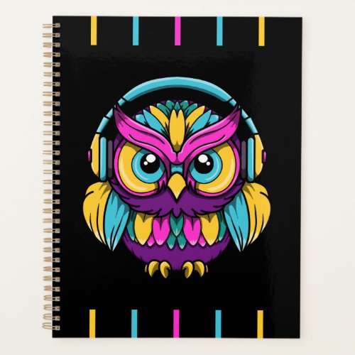 Retro Owl Wearing Headphones Planner