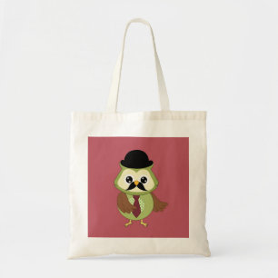 Retro Owl with Hat, tie and Mustache Tote Bag