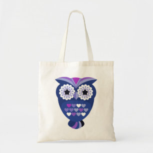 Retro Owl with Hearts Tote Bag