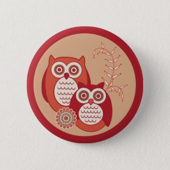 Retro Owls Button by StriveDesigns at Zazzle