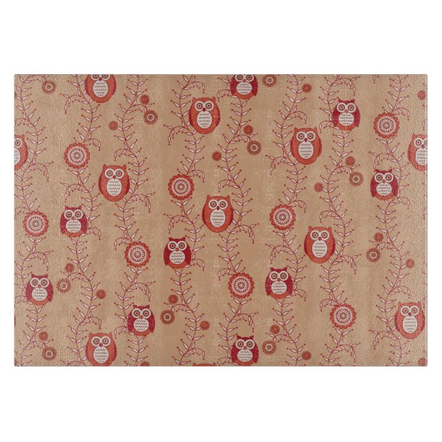 Retro Owls Cutting Board (Front)