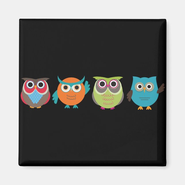 Retro Owls Magnet (Front)