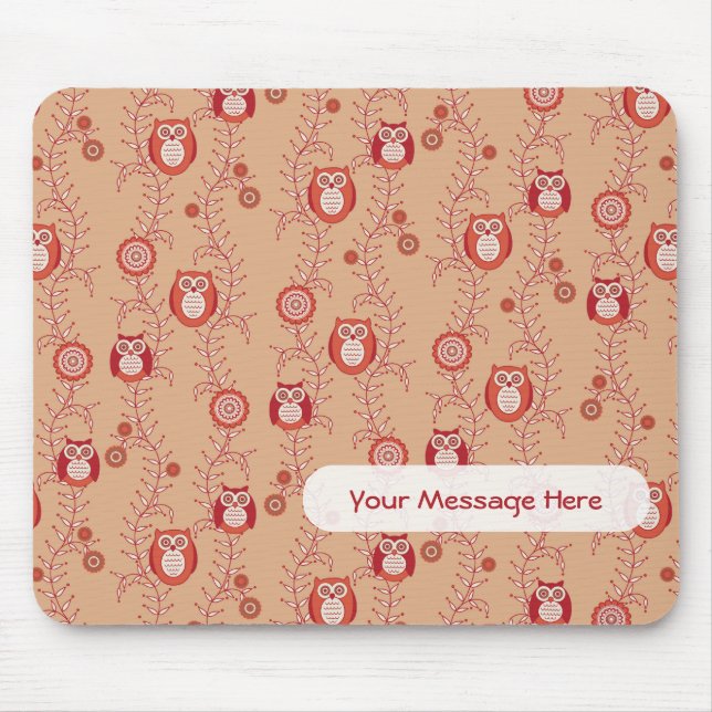 Retro Owls Patterned Mousepad (Front)
