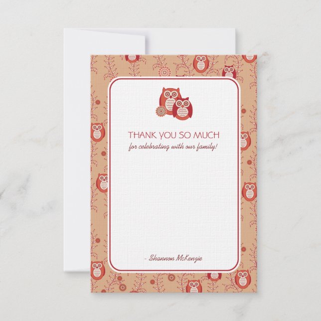 Retro Owls Thank You Flat Cards (Front)