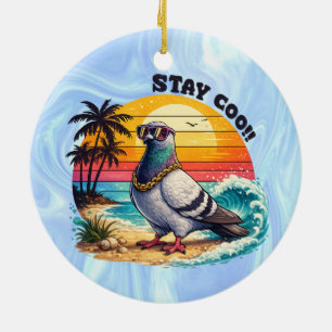 Retro Owner Lover Gift Pigeon City Doves Stay Coo  Ceramic Ornament