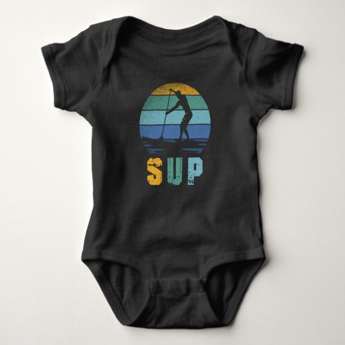 Retro Paddling SUP Stand Paddle Board Baby Bodysuit