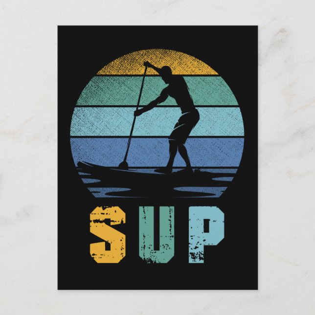 Retro Paddling SUP Stand Paddle Board Postcard (Front)
