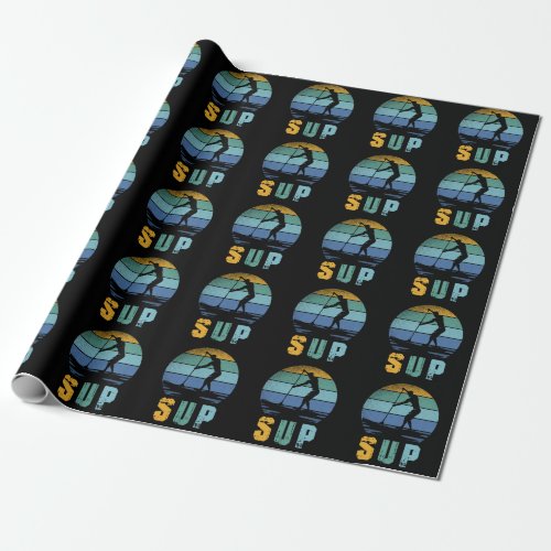 Retro Paddling SUP Stand Paddle Board Wrapping Paper