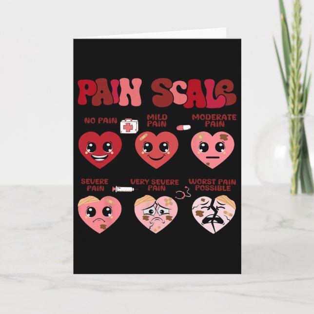 Retro Pain Scale Heart Trauma Nurse Valentine's Da Card (Front)