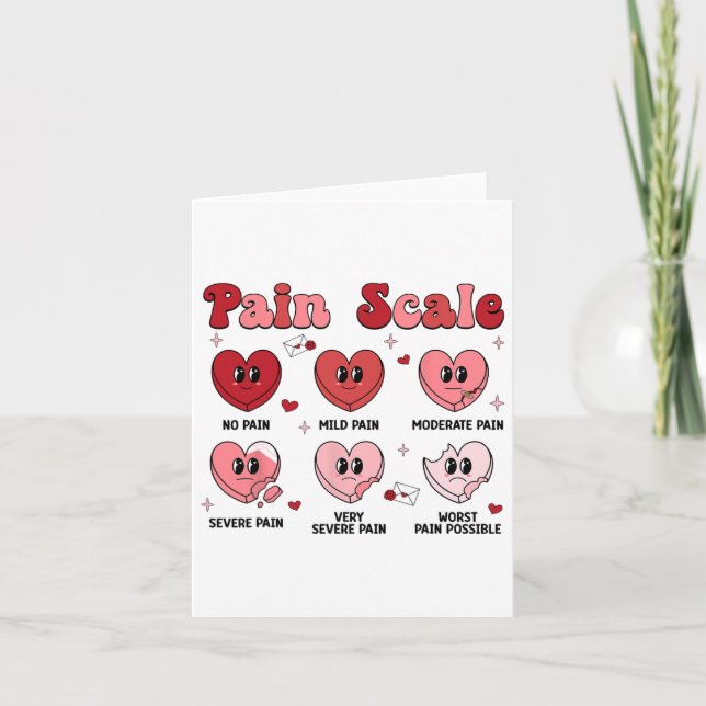 Retro Pain Scale Heart Trauma Nurse Valentine's Da Card (Front)