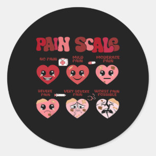 Retro Pain Scale Heart Trauma Nurse Valentine's Da Classic Round Sticker