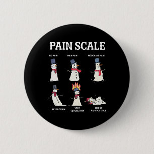 Retro Pain Scale Snowman Trauma Nurse Christmas Nu Button