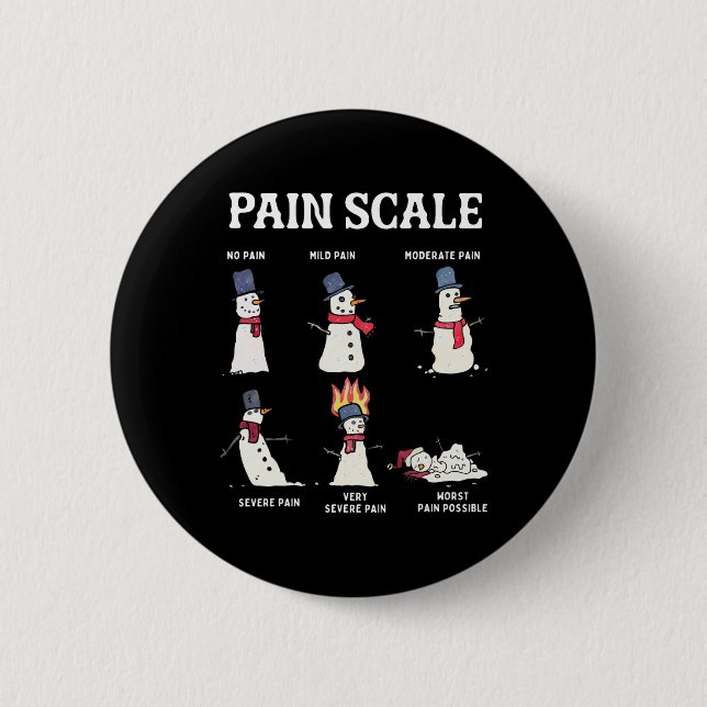 Retro Pain Scale Snowman Trauma Nurse Christmas Nu Button (Front)