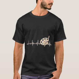Retro Paint Palette Brush Heartbeat Funny Artist P T-Shirt