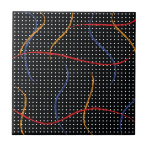 Retro Paint Splatter and Dots Ceramic Tile