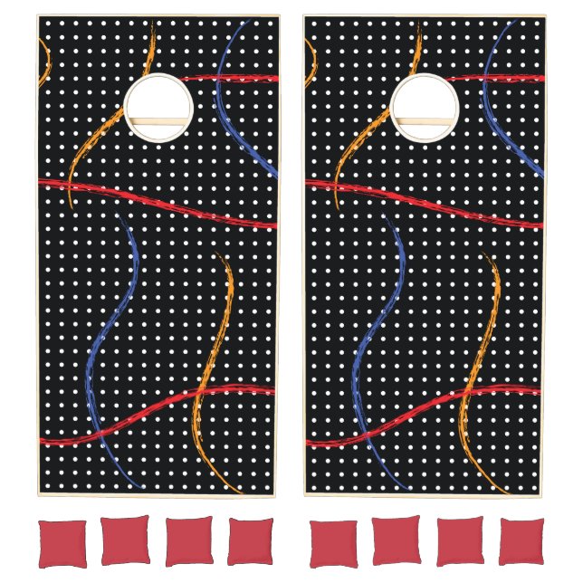 Retro Paint Splatter and Dots Cornhole Set (Set)