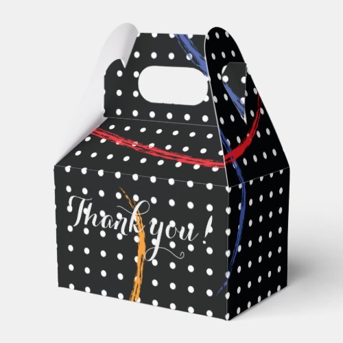 Retro Paint Splatter and Dots Custom Thank You Favor Boxes